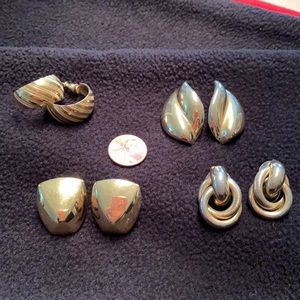 4 Pair of Vintage 90s Gold Earrings